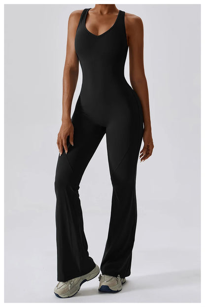 THE NOIR – OPEN BACK FLARE JUMPSUIT