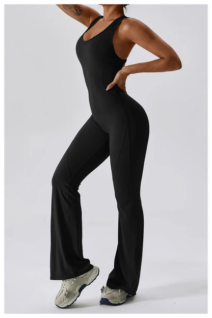 THE NOIR – OPEN BACK FLARE JUMPSUIT